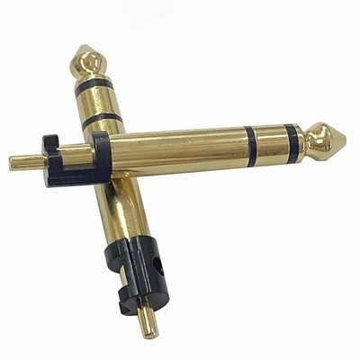 Goldplattiert 6,35mm Stereo 3 Pole Stereo Audio Männlicher Stecker Audio Mikrofon Stecker für Kopfhörer
