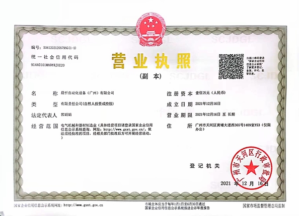 China Chenxin Automation Equipment(Guangzhou) Co., Ltd. zertifizierungen